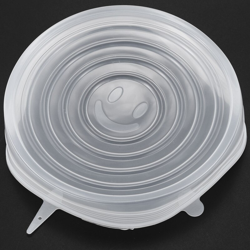 6x siliconen opbergdeksels , 6- stuks siliconen rekdeksels in verschillende maten voor kommen, blikken, potten, enz.