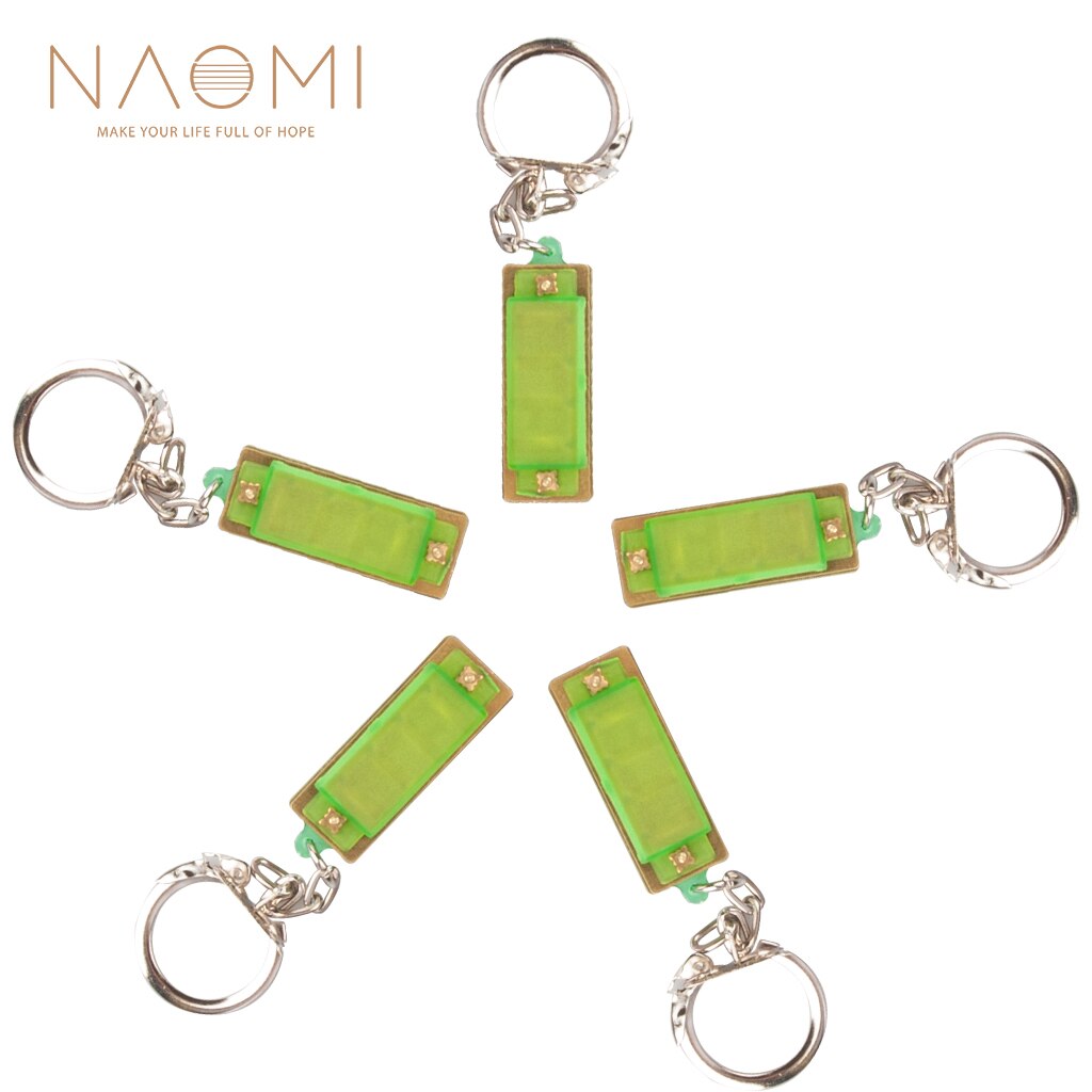 Naomi 5 Stuks 4 Hole 8 Tone Miniharmonica Sleutelhanger Key Ringen Speelgoed Groen Voor Muziek Muziekinstrument