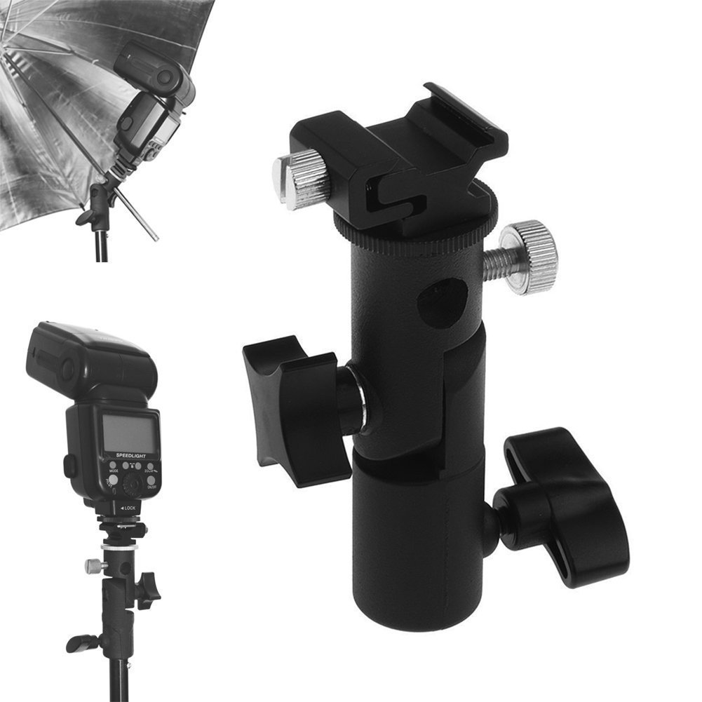Suporte universal para tripé, suporte para lâmpada de metal com flash pequeno, acessório para fotografia