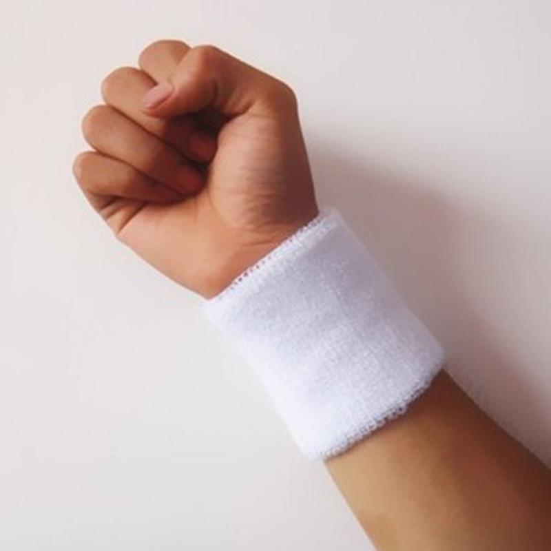 1pc Wristbands Sport Sweatband Hand Band Sweat Wrist For Tennis Basketball Sports Cotton Wrist Bracersweat Wrist Support Guard: White