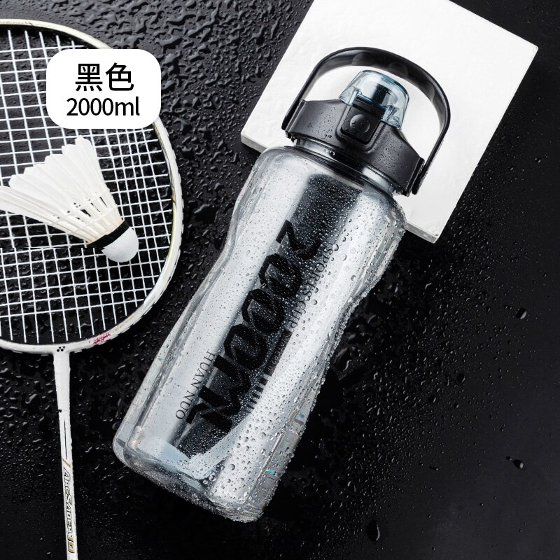 Sturdy Sports Water Bottle with Straw BPA FREE Waterbottle 2L 3L Larger Water Bottl Fitness Portable Drink Bottles Travel Kettle: Gray 2000ml