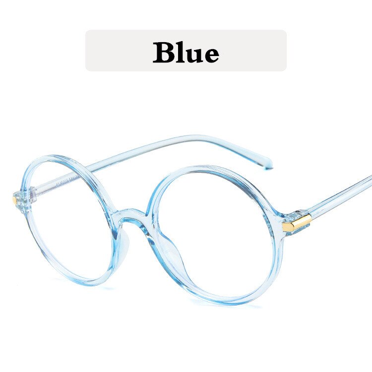 Round Glasses Frame Literary Retro Flat Glasses Frame Transparent Trend Wild Men and Women Street Shooting Glasses: Blue
