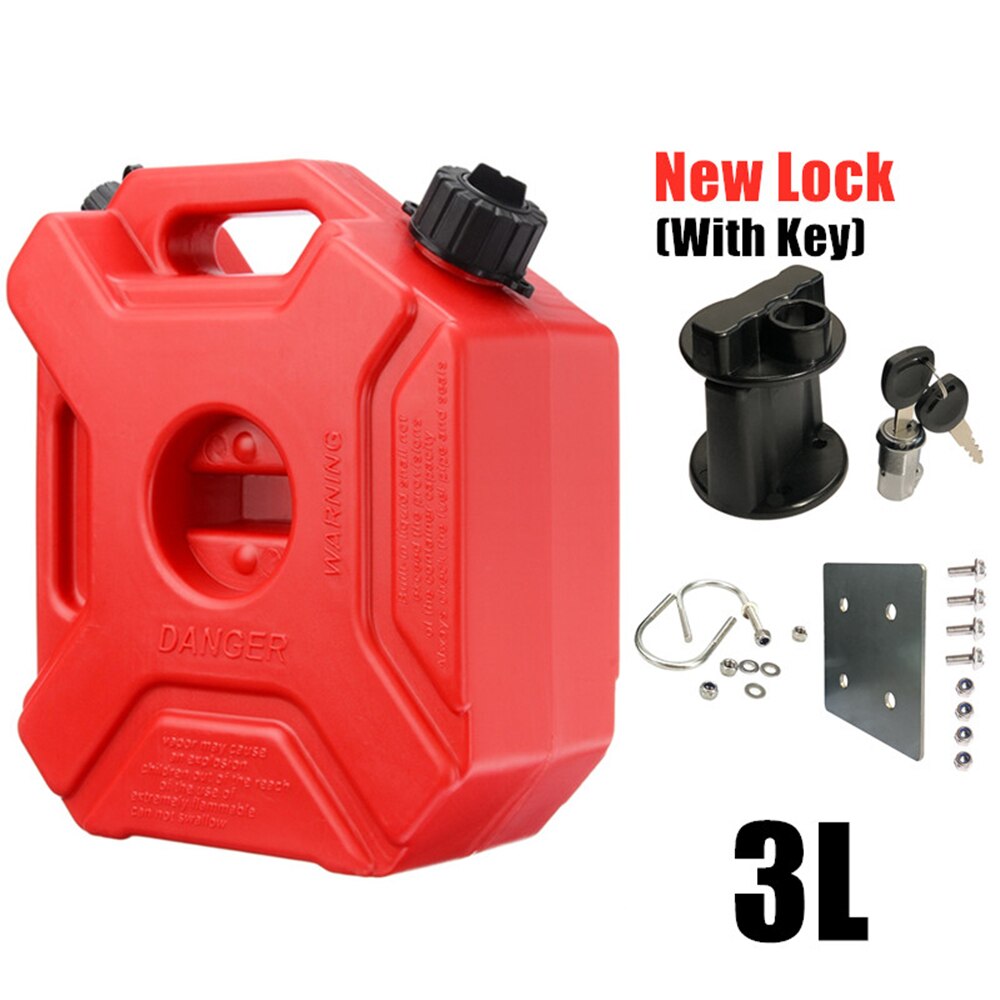 3L Portable Motorcycle Fuel Tank Spare Jerry Can Gas Plastic Car Gokart Oil Container ATV UTV Gasoline Petrol Tanks Canister: With lock and plate1