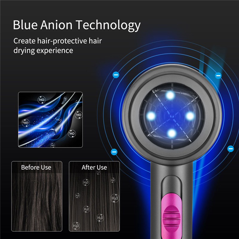 2000W Hair Dryer Hair Dryer Electric Salon Dryer Cold Wind Blue Light Negative Ionic Blower Dry For Home Office