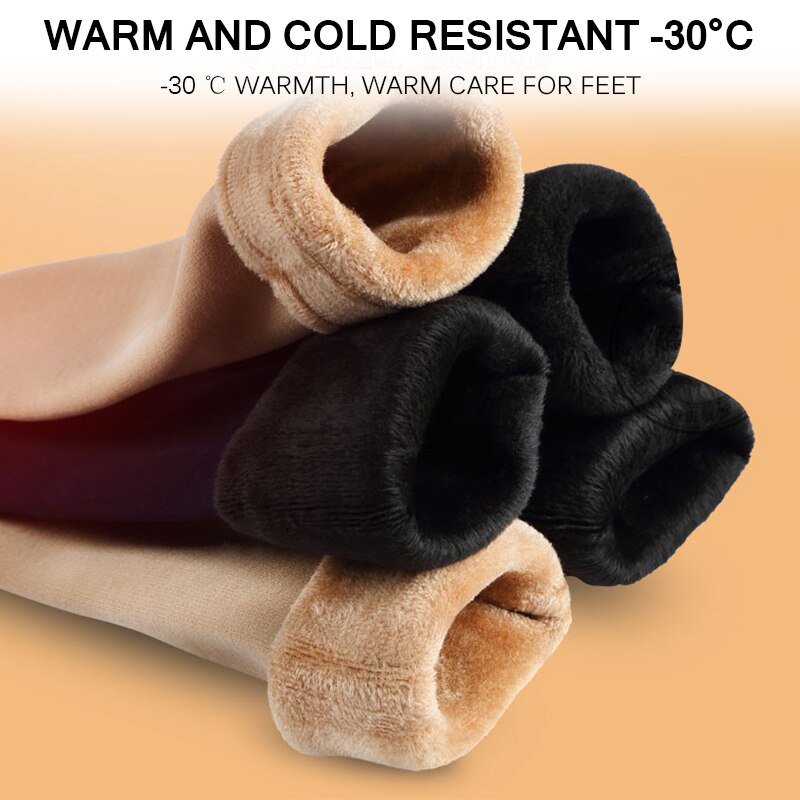 1Pairs/lot Warm Female Male Socks Thicken Thermal Wool Cashmere Snow Winter Socks Unisex Seamless Velvet Boots Floor Sock