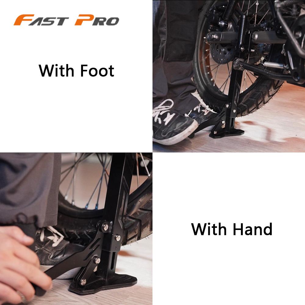 Soporte para rueda de motocicleta, soporte portátil de un solo lado para patada, soporte delantero y trasero, herramienta de reparación de neumáticos plegable, elevador Universal