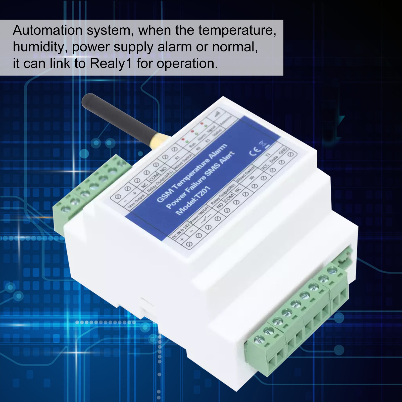 Gsm fjärrreläbrytare åtkomstkontroll  t201 gsm temperaturlarm 2g/3g/4g strömstatusövervakning strömavbrott sms larm
