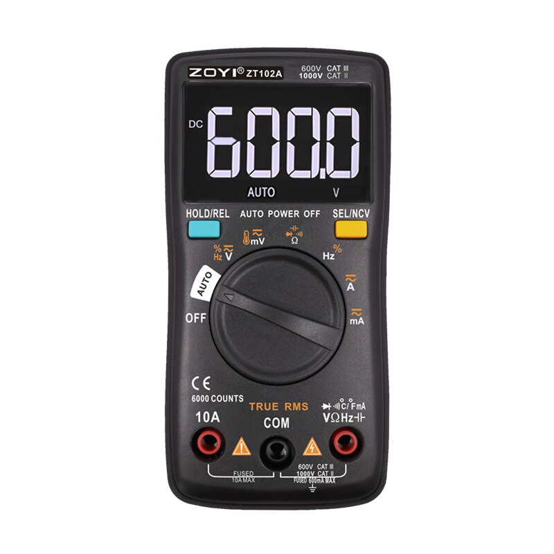 ZOYI ZT101/ZT102/ZT102A Digital Auto Range Portable Multimeter 6000 counts Backlight Ammeter Voltmeter Ohm: ZT102A