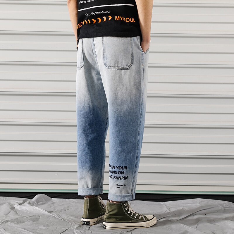 Pantalones vaqueros de talla grande estilo japonés para hombre, pantalones punk estilo callejero azul, pantalones vaqueros de hip hop, monos auténticos de para hombres