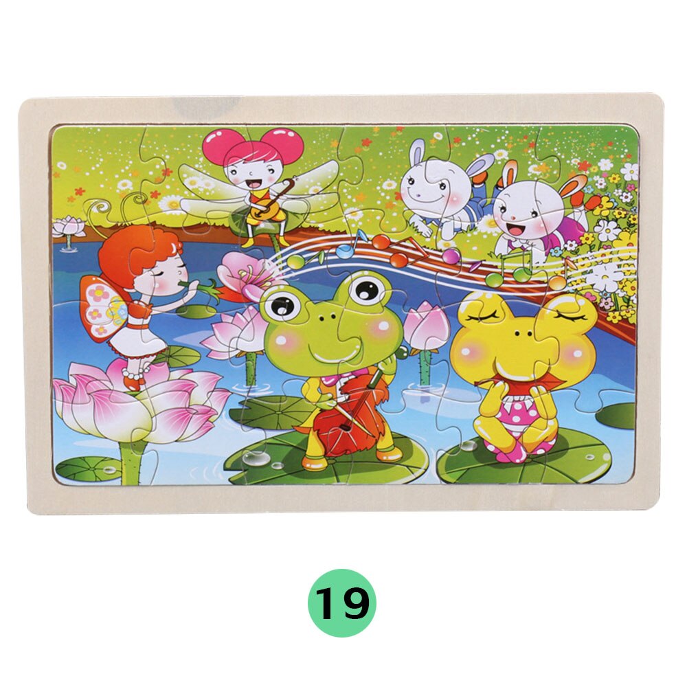 24Pieces Puzzles Wooden Jigsaw Puzzle for Kids Animals Cartoon Educational Toys for Children Christmas Wood Toy Games: 19