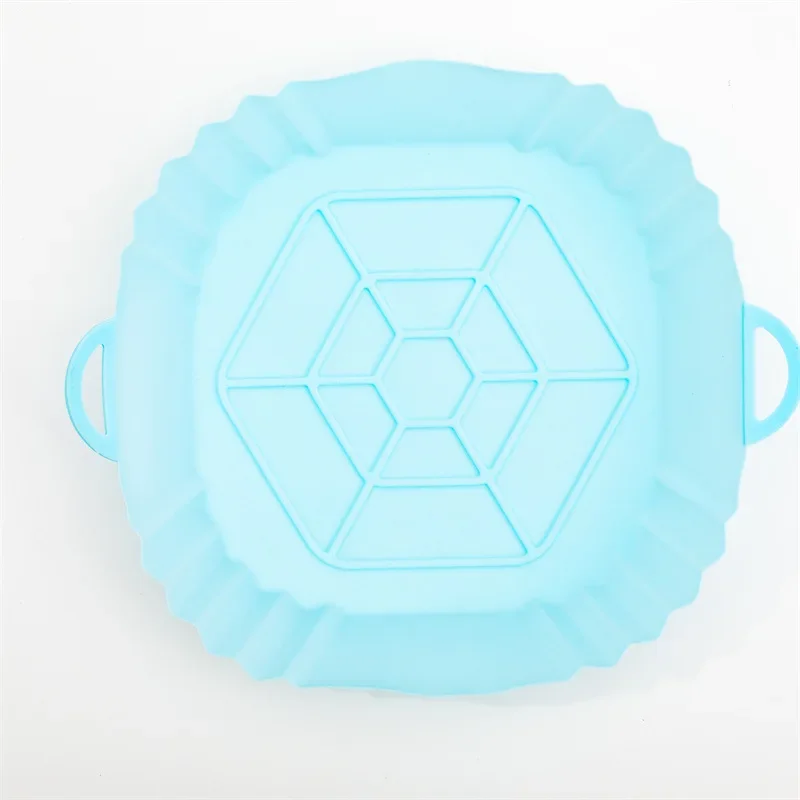 Silicone Air Fryer Pot Bandeja com Alça, Panela Quadrada, Forro Reutilizável, Acessórios de Cozinha, 1Pc: CÉU AZUL