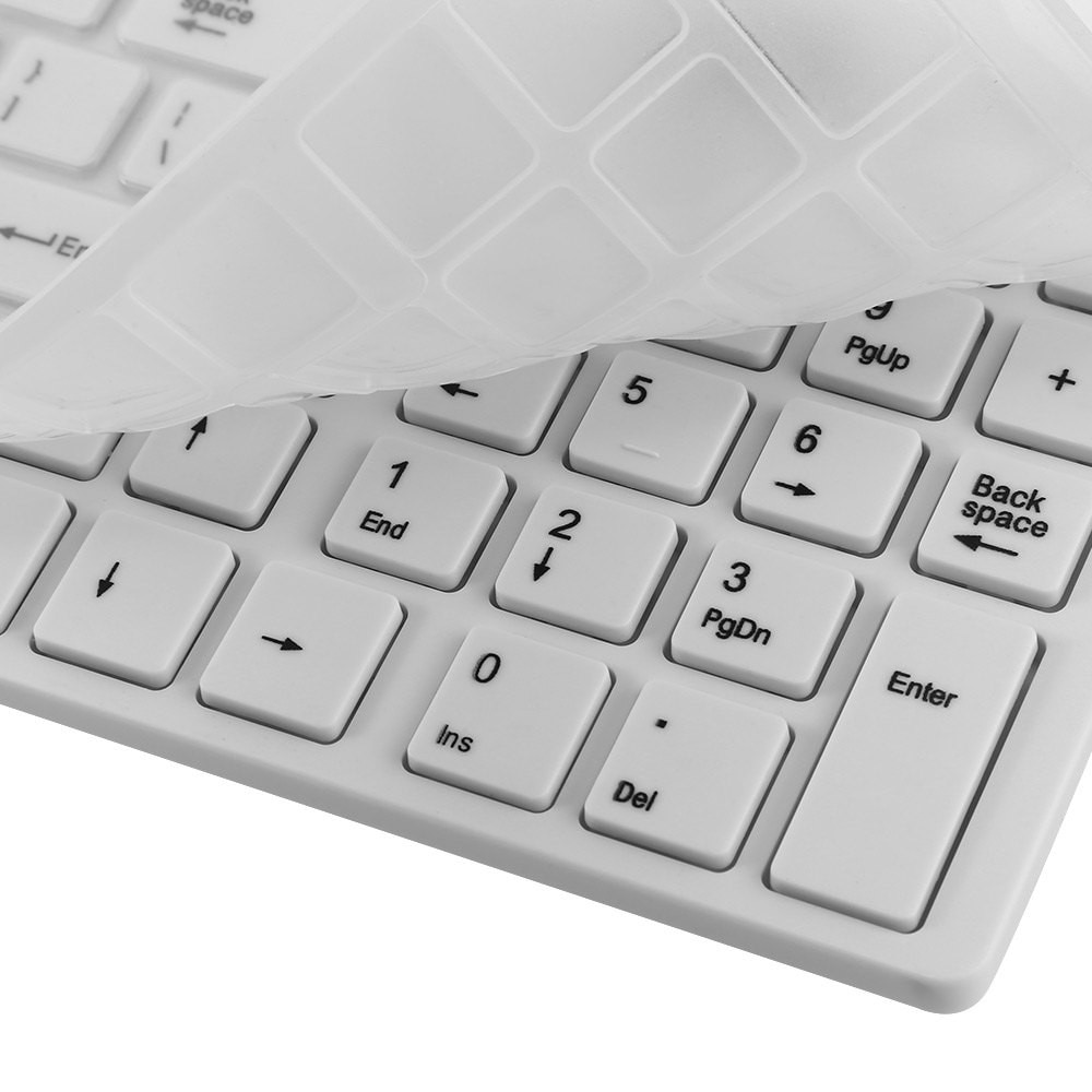 Kemile 2.4G Ultra Slim Wireless Keyboard and Mouse Set Combo UK Layout For PC Laptop-Black/white