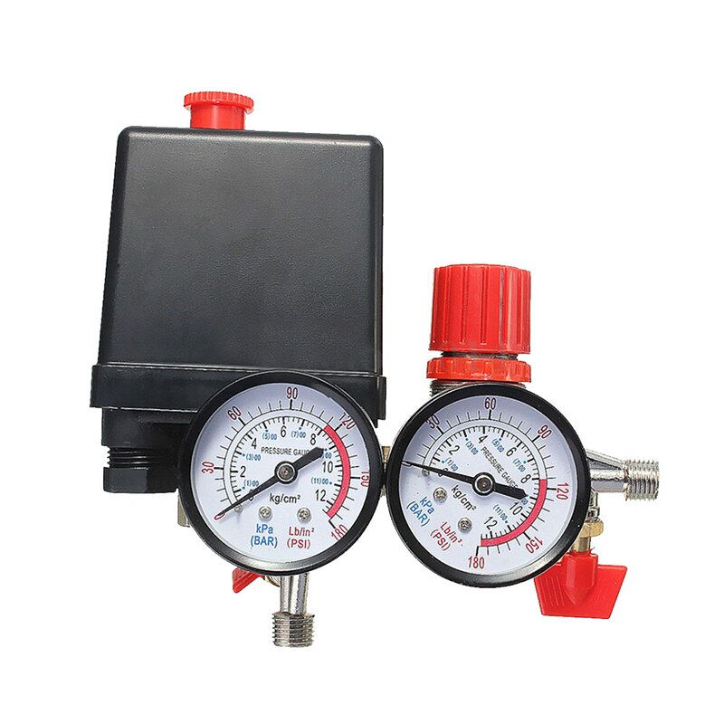 Air Compressor Pressure Valve Switch Manifold Relief Regulator Gauges 120PSI 1Pc