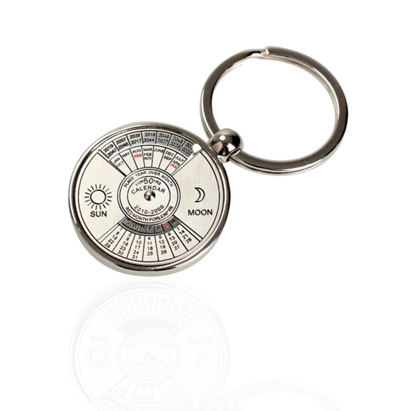 Mini Perpetual Calendar Keychain Ring Unique Metal Keyring 50 Years