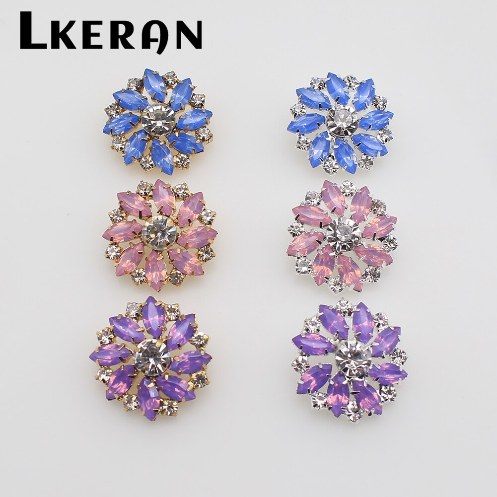 Boutons en résine de protéine cristal strass 28mm, 5 pièces, bouton à tige de fleur bricolage métal couture accessoires décoratifs pour vêtements