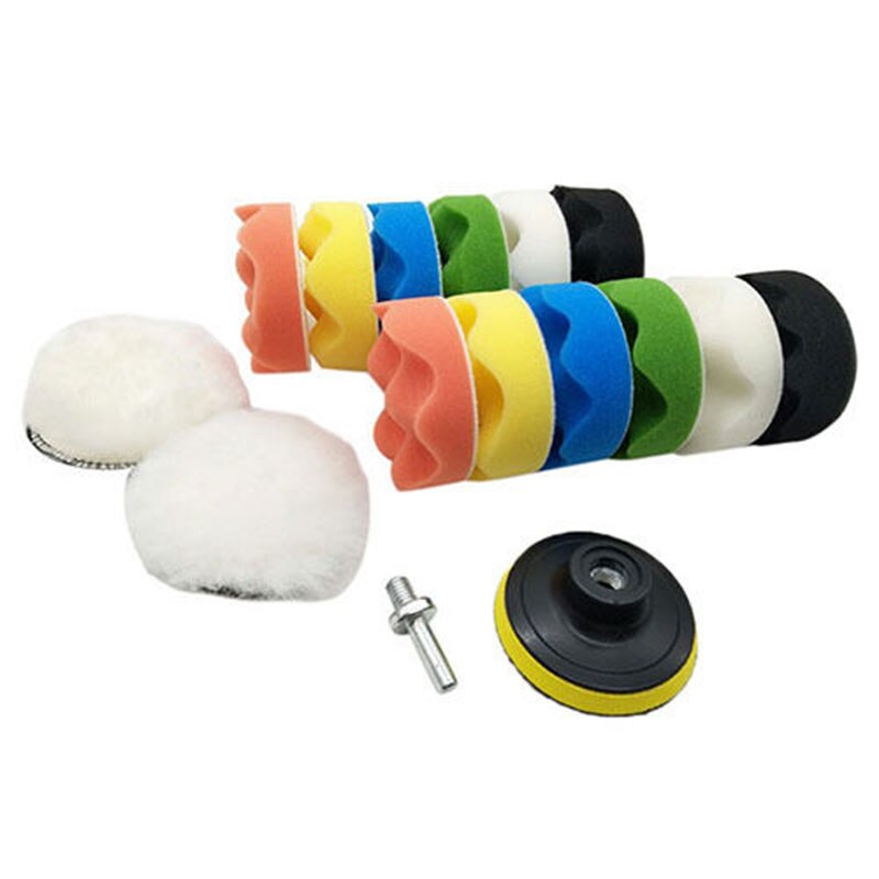 15 teile/satz Polieren Pads 3 "Schwamm/Holz Polieren w/ M10 Bohrer Adapter