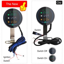3 In 1 Time Motorcycle Gauge Temperature Voltage LED Digital Voltmeter Thermometer Good condition