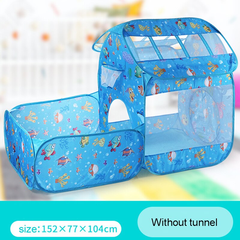 Ocean Printing Two-In-One Game House Tunnel Tent Children&#39;s Indoor Crawling Folding Cast Basketball Pool Toy For Baby