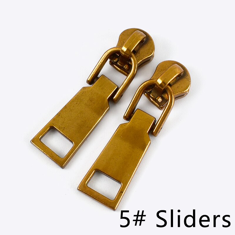 Meetee-deslizadores de cremallera para chaquetas con cremallera de Metal, Kit de reparación de cremalleras con cabeza extractora, accesorio de costura, 20 piezas, 3 #5 #: AntigueGold-No5