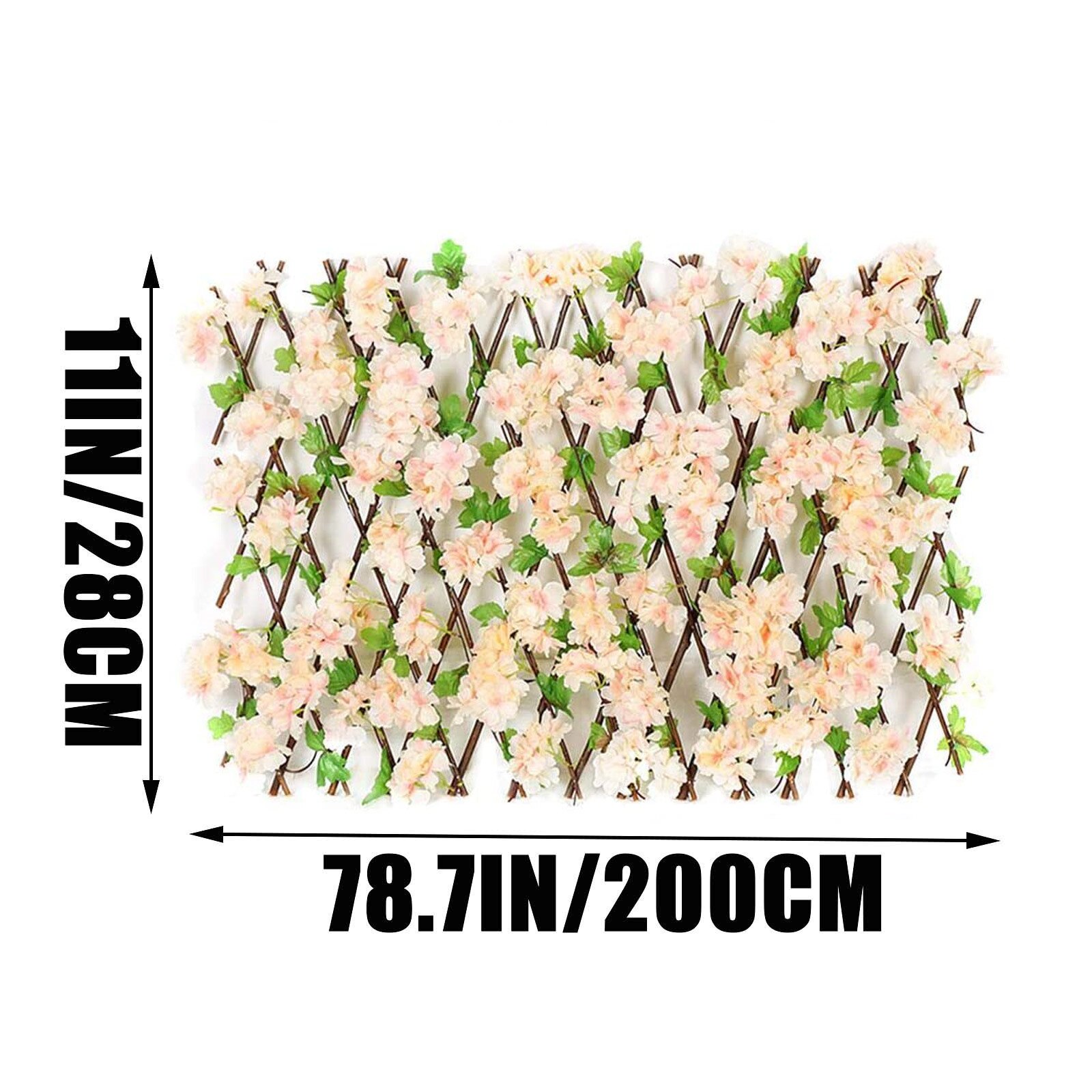 Intrekbare Hek Uitbreiden Houten Hek Hedge Met Kunstmatige 6 Soorten Cherry Bloem Bladeren Tuin Decoratie Trellis Screen: C-S