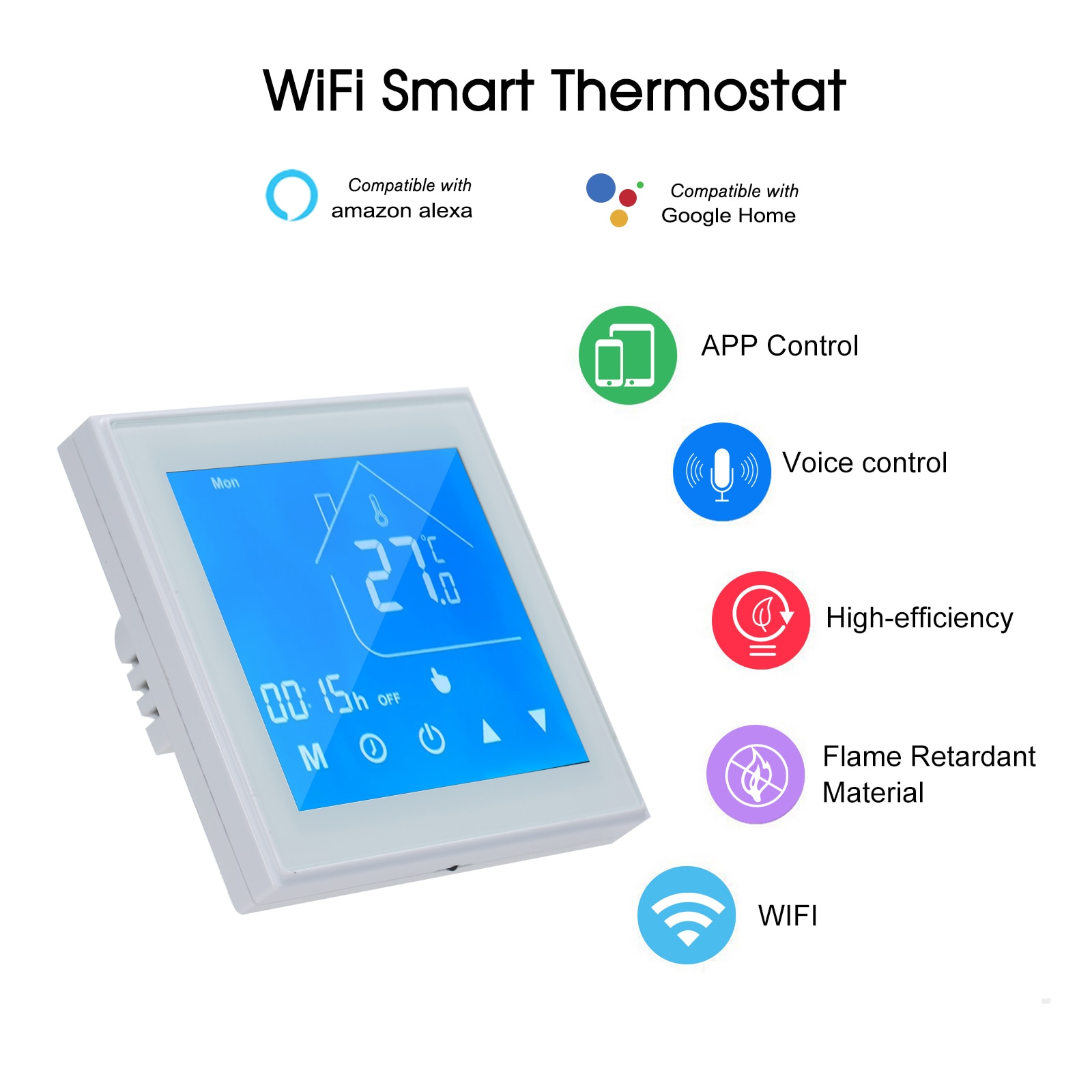 Tuya WiFi Smart Thermostat LCD Display Programmable Temperature Controller Remote Voice Control For Alexa Google Home