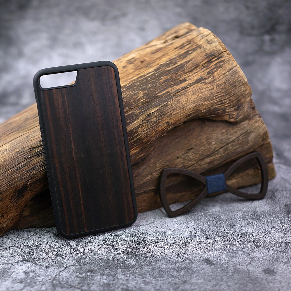 Thin Wood Case For iPhone 7 8 6 6s Plus SE 2 Wooden Cover Name engraving For iPhone X Xs 11 Pro Max XR Black Rosewood