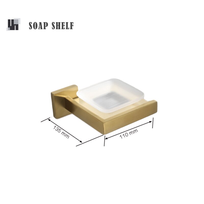 Accesorios de baño de oro cepillado, soporte de papel higiénico, gancho de pared, colgador de toalla, organizador de cocina de acero inoxidable, estante de barra de toalla: Soap Dish