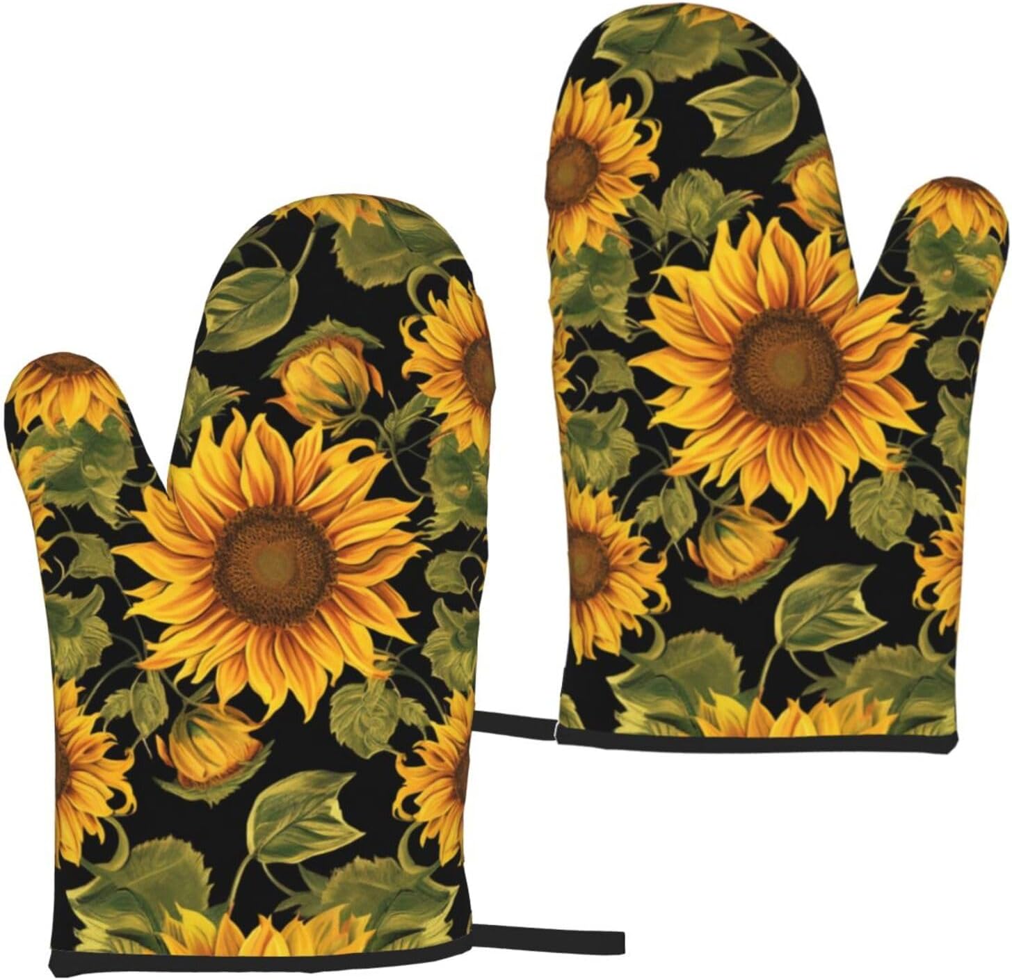 Manoplas para horno con estampado Floral de girasol amarillo, resistentes al calor, impermeables, con capa interior de algodón para cocinar y barbacoa, 2 uds.: Naranja