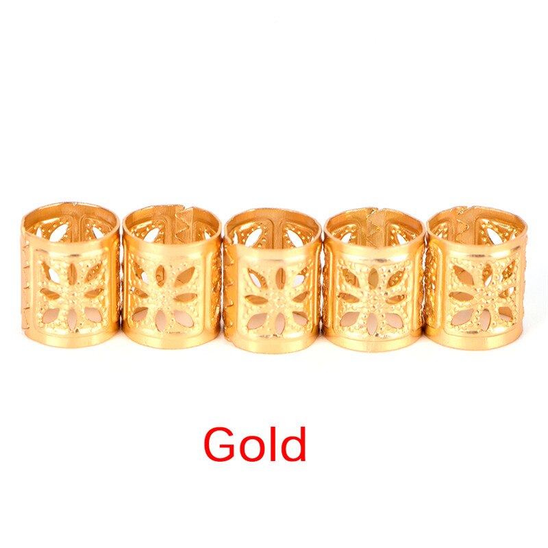 50Pcs Gouden/Zilveren/Zwart/Mix Zilveren Gouden Micro Haar Ringen Links Dread Vlechten Dreadlock Kralen Verstelbare haar Accessoires: Gold