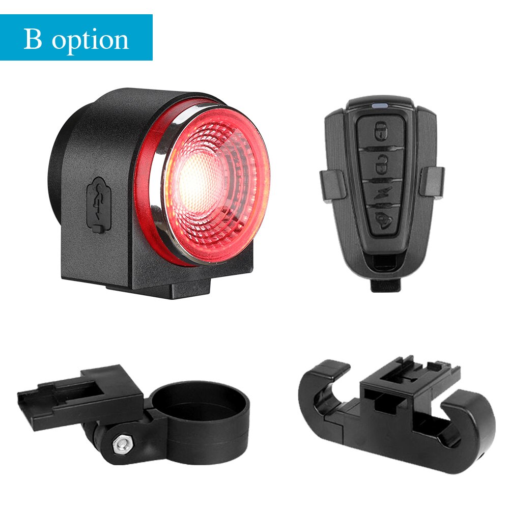 Awapow z zabezpieczeniem przeciw kradzieży rowerowy ogon alarm świetlny USB akumulator Super jasne światło rowerowe IP65 wodoodporne tylne światło doprowadziło lampa rowerowa: B
