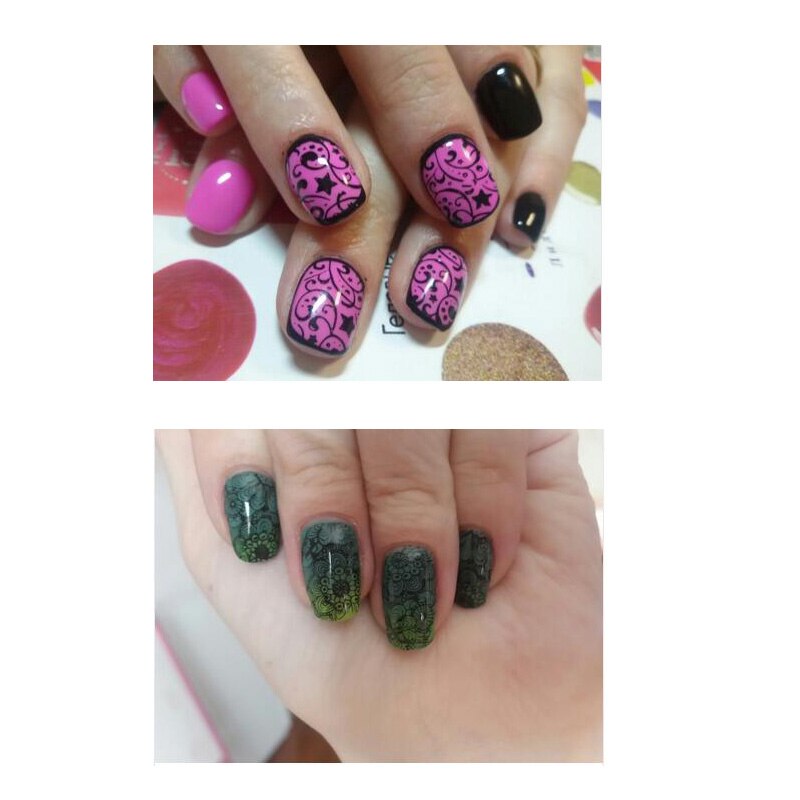 1 pièces noir fleur dentelle 6*12cm ongles estampage plaques Nail Art manucure modèle ongles timbre outils