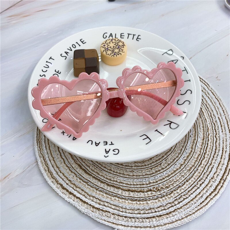 Baby hartvormige bril, kinderzonnebril, liefde voor plastic, roze zonnebril, meisjes,  uv400 zonnebrillen, okulry oculos: Roze