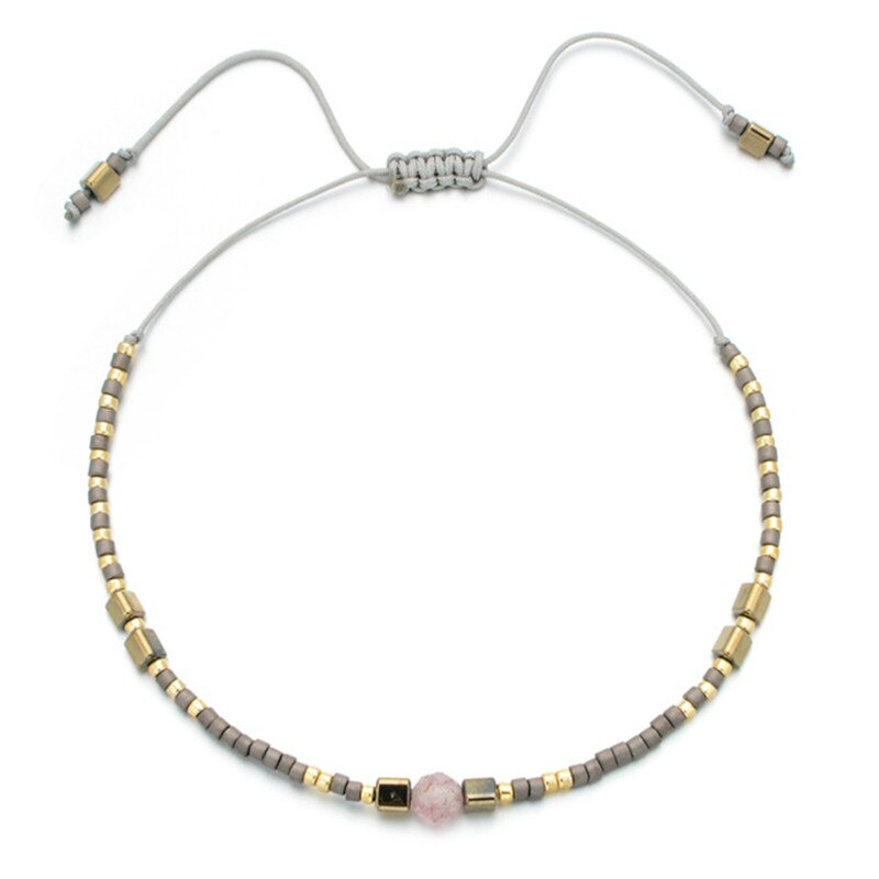 Boheme tynde miyuki beaded sten krystal armbånd & amp; armbånd til kvinder håndlavede vintage armbånd med etnisk knude: Rb388-1