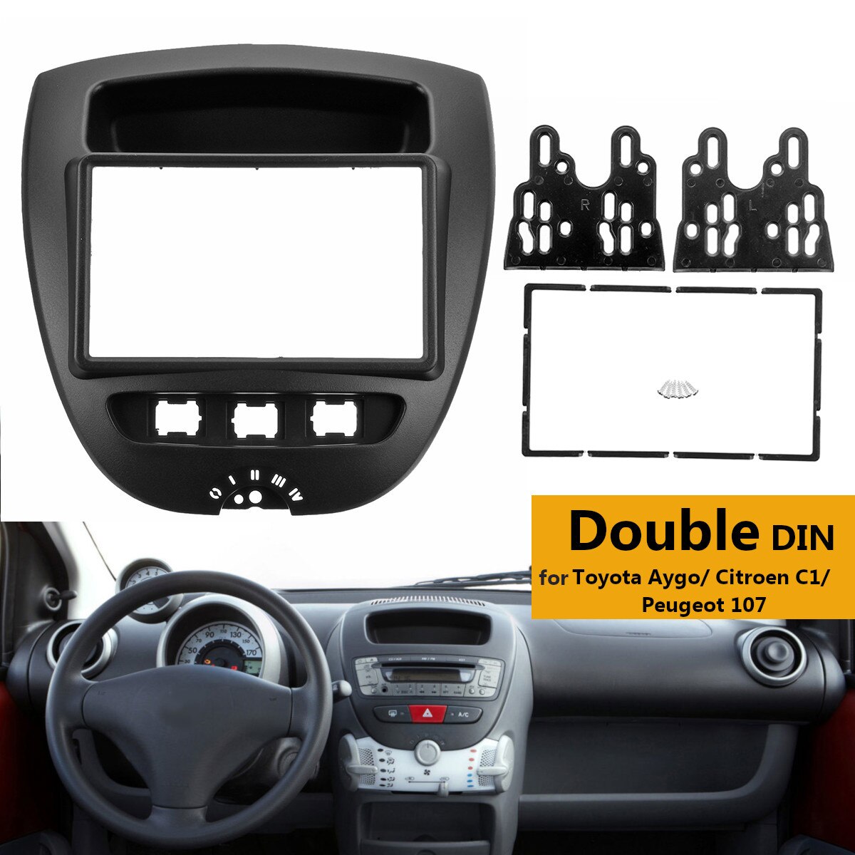 Auto Stereo Radio Dashboard Plaat Frame Cd Panel Dashboard Audio Frame Voor Toyota Aygo Voor Citroen C1 Voor Peugeot 107: 1