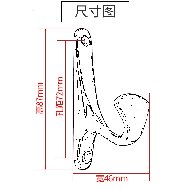 87*46mm Brons Metalen deur muur haken hanger Antieke Haken Muur Hanger Gebogen Gesp Hoorn Lock Sluiting Gewaad haken Voor Kleding