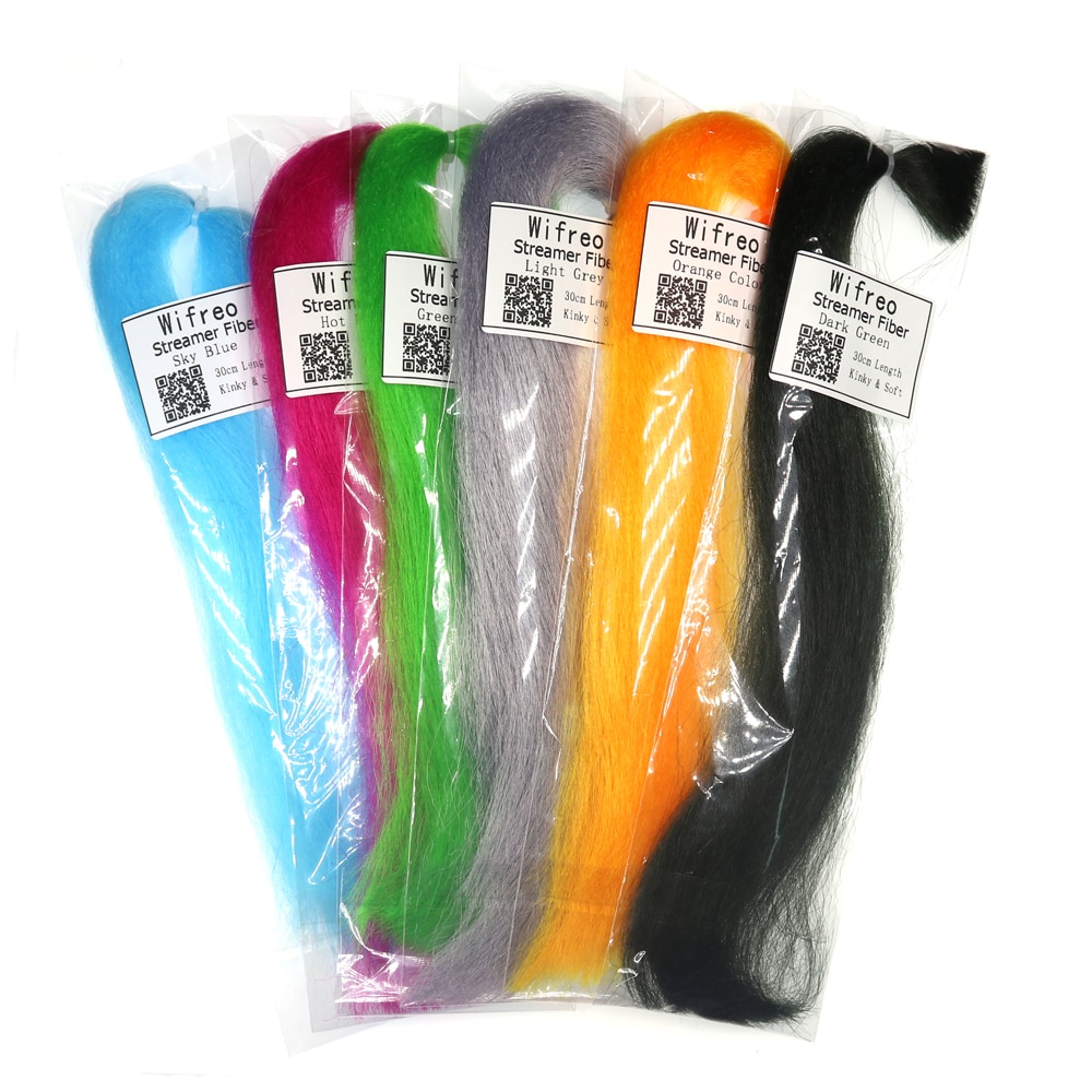 Wifreo 1 paczka 30CM karbowany Kinky Minnow fibre Streamer włókna muchowe Bucktail główka jigowa materiał wiązany do muchówek Bass Lure