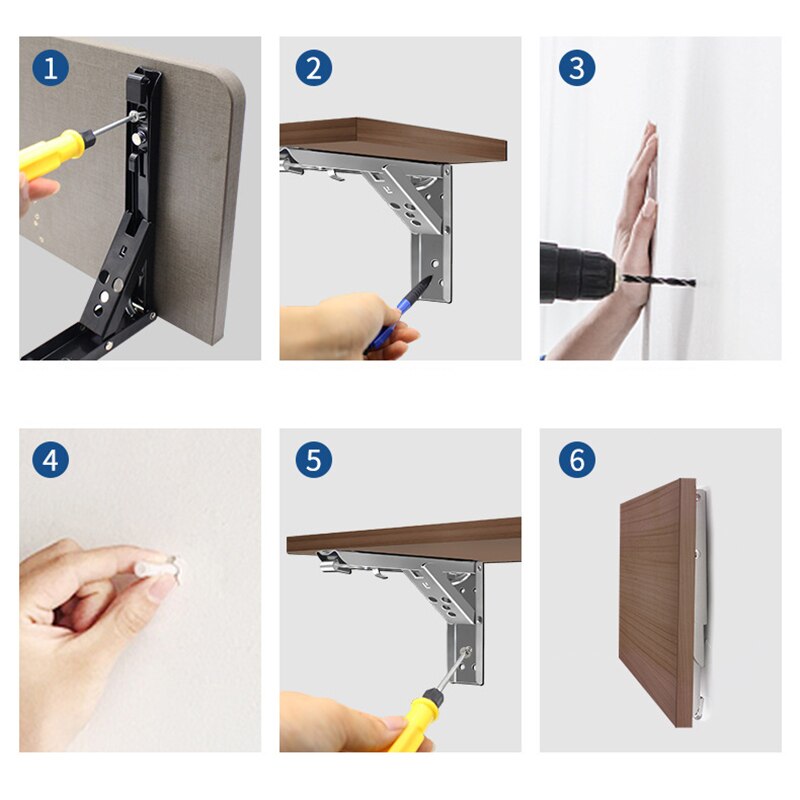 2 Stuks Decoratieve Muur Gemonteerde Plank Driehoek Vouwen Rvs Opvouwbaar