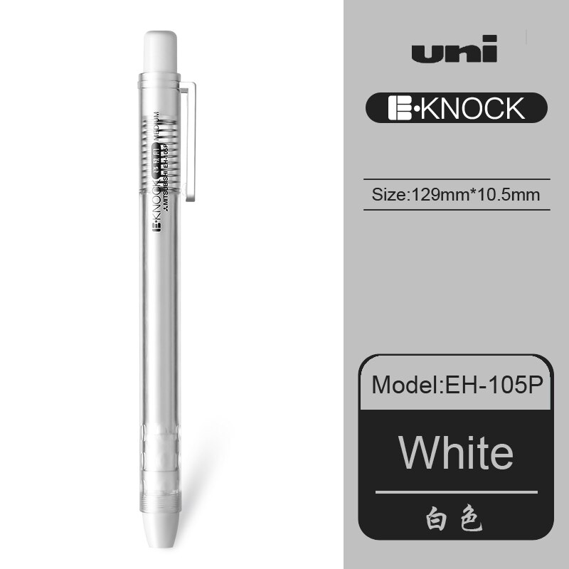 1 stk uni push blyant viskelæder eh -105p bærbar pen type gummi skitse studerende dedikeret gennemsigtig pen er -100pk udskiftning kerne
