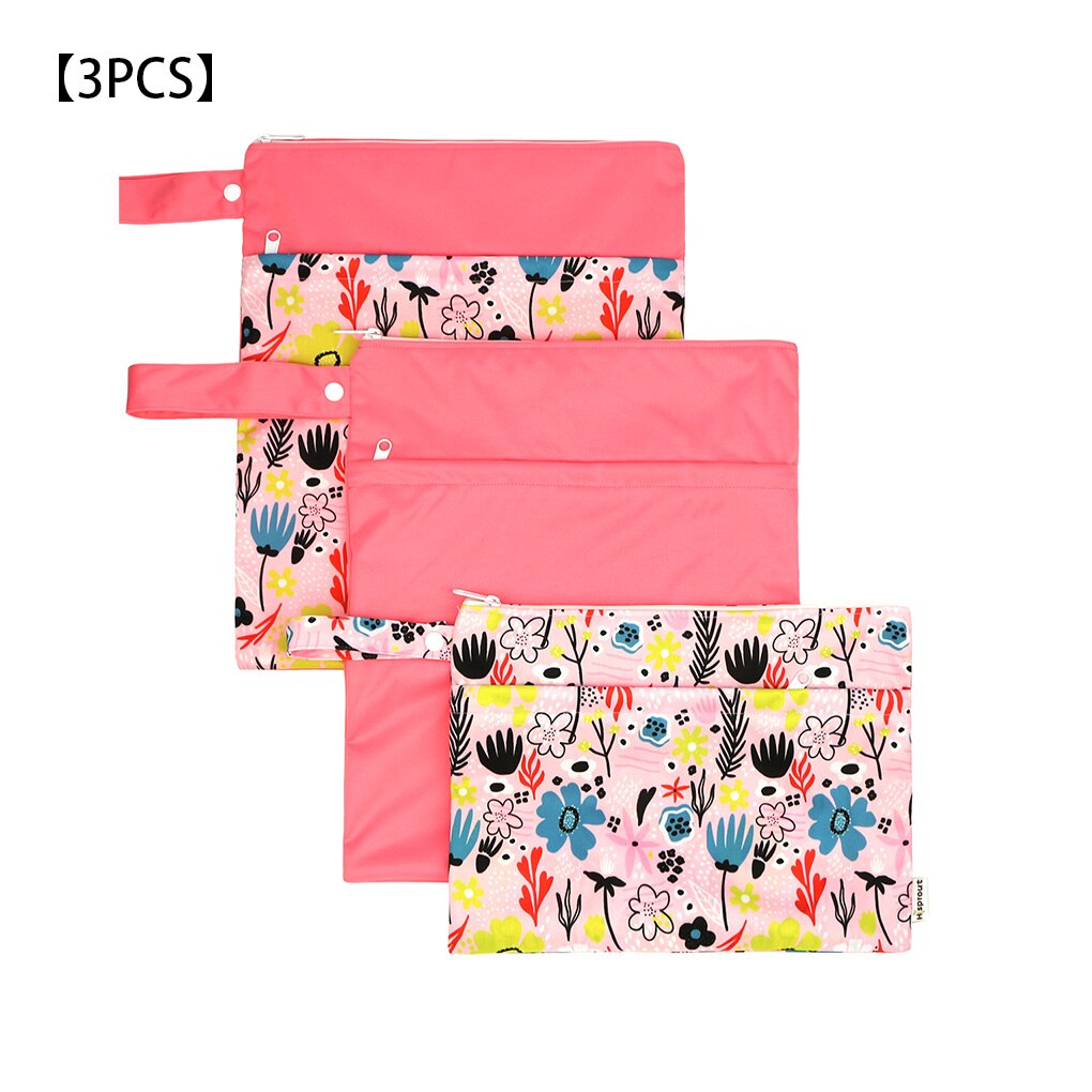 3 stücke Mehrweg Windel Beutel Reißverschlüsse Sanitär Pads Waschbar Nassen Beutel Windel Taschen Gedruckt Wasserdicht Wetbag Windel Taschen: D