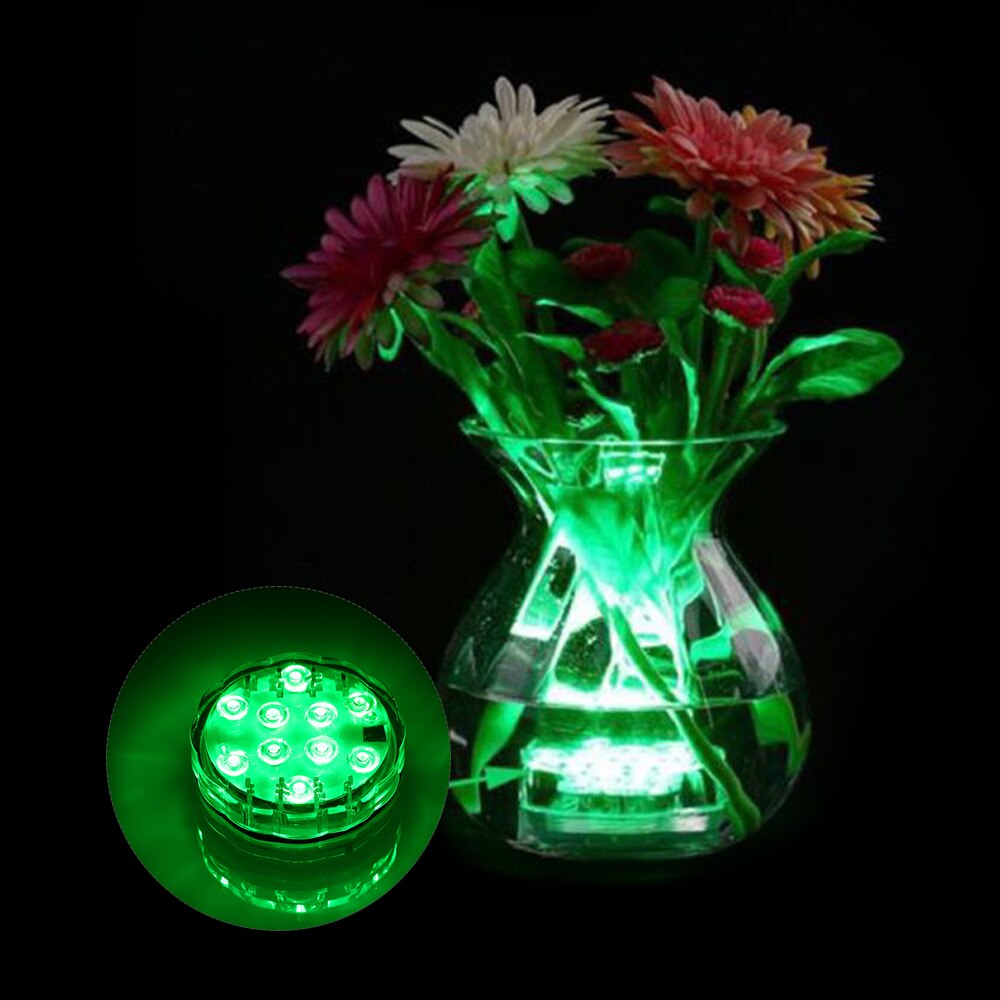 IP68 Waterproof Battery Operated Multi Color Submersible 10 LED Underwater Light for Fish Tank Pond Swimming Pool Wedding Party