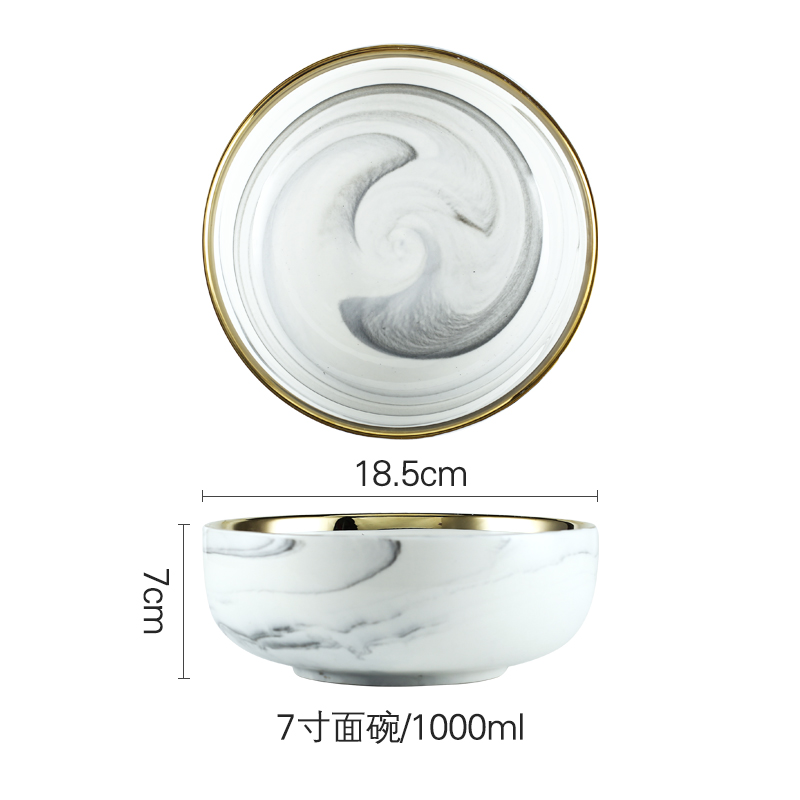 Phnom Penh Marmer Servies Keramische Plaat Thuis Plaat Servies Set Restaurant Decoratieve Servies Ronde Schalen en Borden Sets: 18.5x7cm