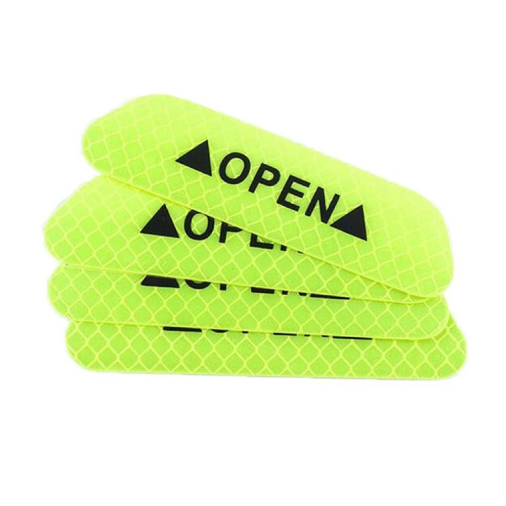 4Pcs Reflective Car Vehicle Open Door Safety Mark Warning Decals Sticker Decor Water-resistant High Stickiness Bumper Decal: Green