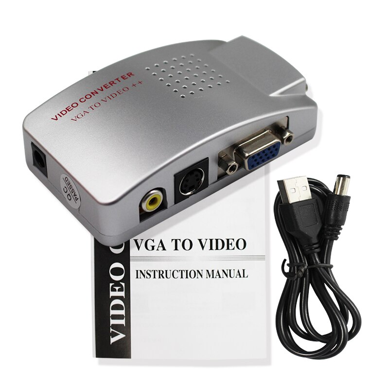 Adaptador de vídeo compuesto VGA a TV para ordenador portátil, convertidor de señal NTSC/PAL para PC, AV, RCA, con soporte de caja s-rgb de vídeo