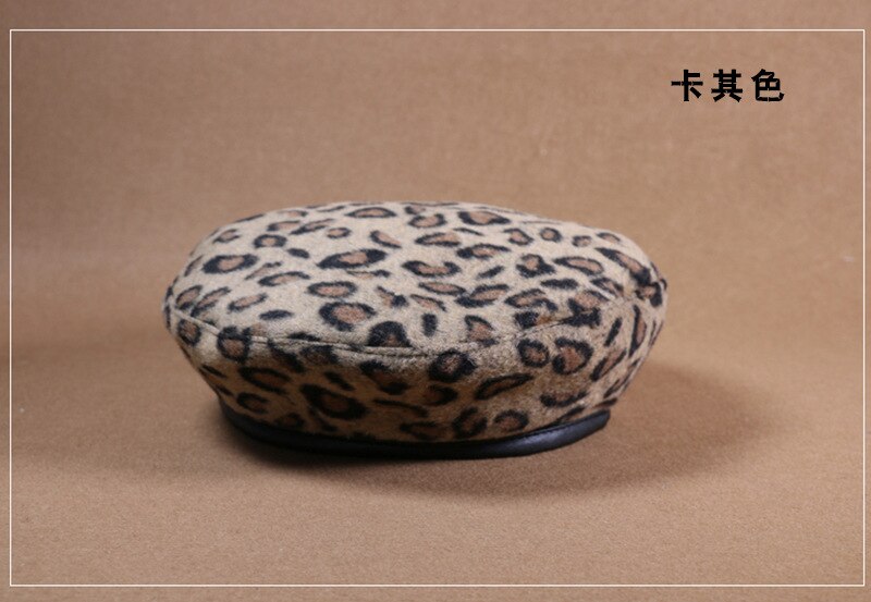 Leopard varm ruskind forår efterår vinter baret kvinder fransk kunstner hue baret hat til kvinder baret hat: 3
