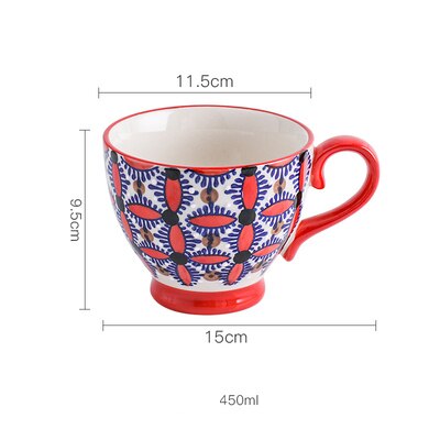 Bol à gruau, bol à céréales, bol à petit-déjeuner en relief, tasse à café en céramique peinte à la main, tasse à céréales populaire créative: C013