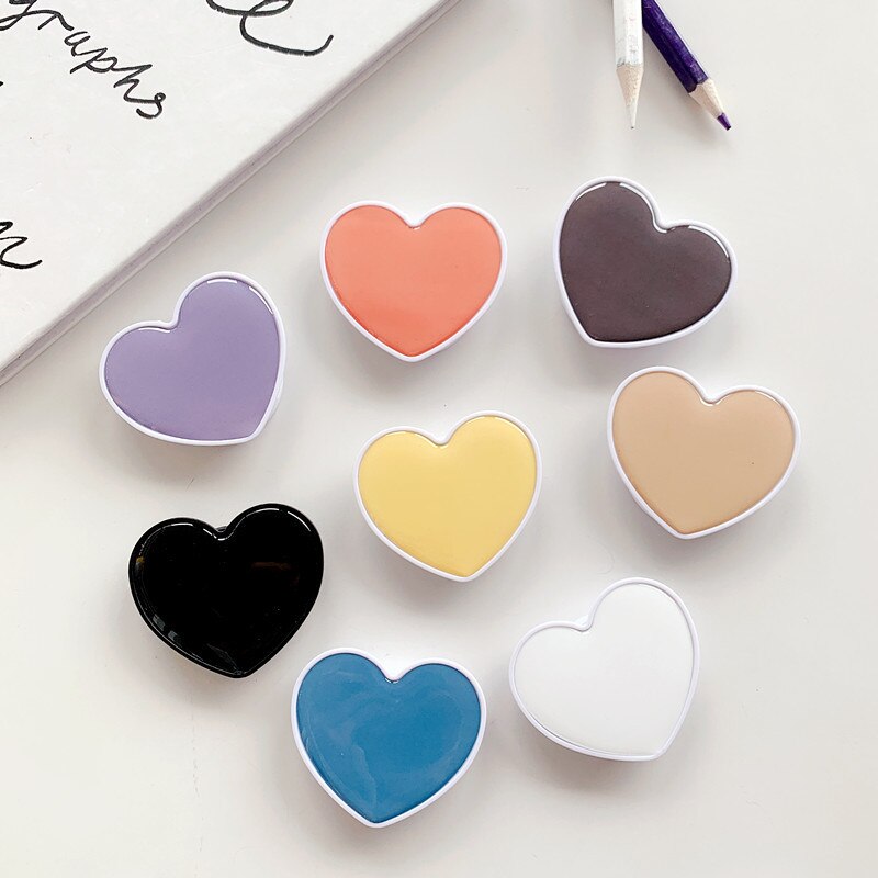 1pcs Pure Love heart shape epoxy glue mobile phone bracket Cute 3D Animal airbag Phone Expanding Stand Finger Holder