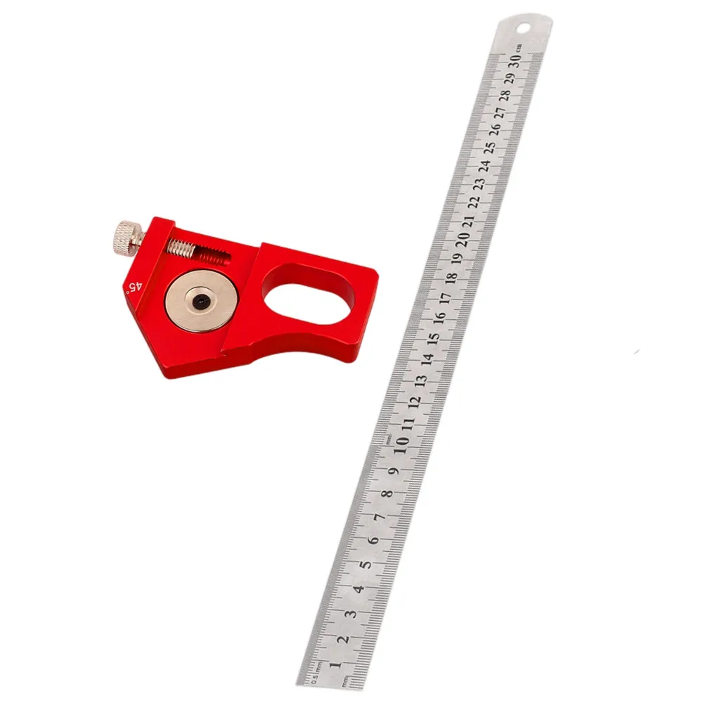Steel Ruler Positioning Block 45/60/90 Degree Angle Scriber Line Marking Gauge Woodworking Square Scribe for Ruler Locator: Silver
