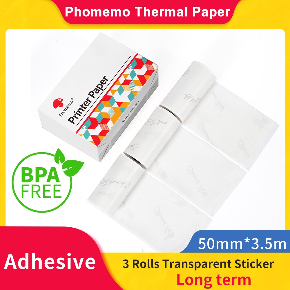 Transparent Adhesive White Sticker Transparent Thermal Paper for Phomemo M02/M02 Pro/M02S Printer Printable Sticker Photo Papers
