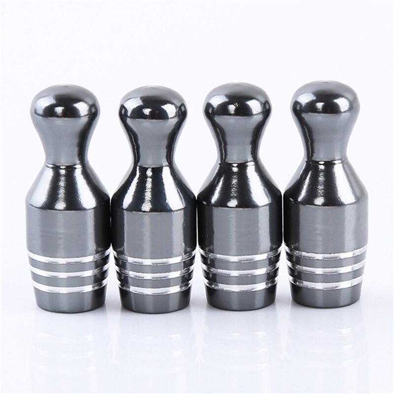 4 stk aluminium bullet bil lastebil deksel bowling dekk felg ventil hjulstamme caps bil-styling dekk cap: Grå