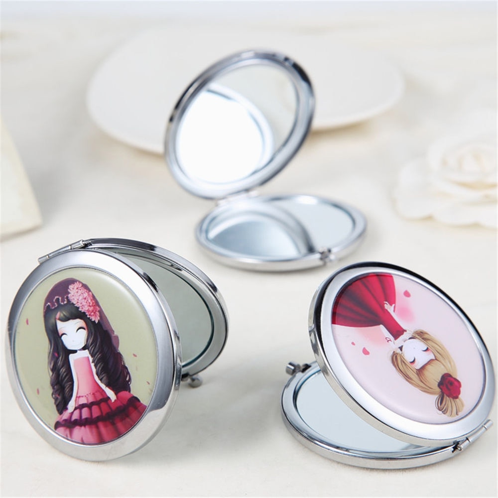 Mini Make-Up Spiegel Dual Zijden Opvouwbaar Compact Spiegels Pocket Cosmetische Spiegel Geschikt voor Reizen Dames Meisjes Make-Up